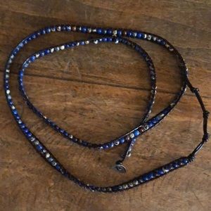 Wrap bracelet blue beads 34 inches long